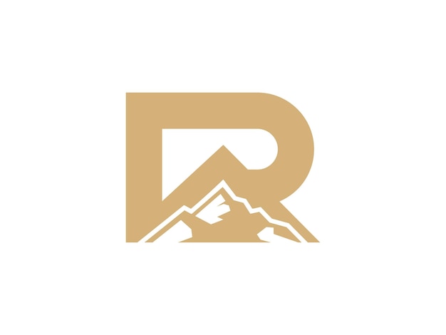 Vector letter r with mountain logo template