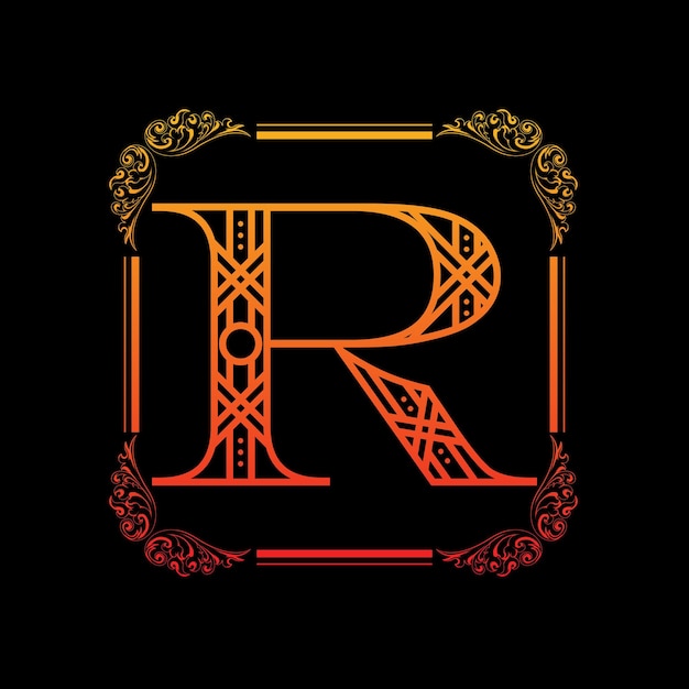 Vector letter r with ornament