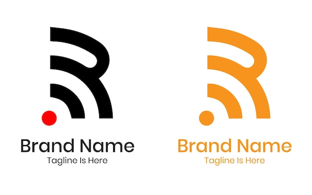 letter r withwifi symbol logo design