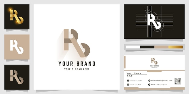 Letter Rb or Pb monogram logo with business card design