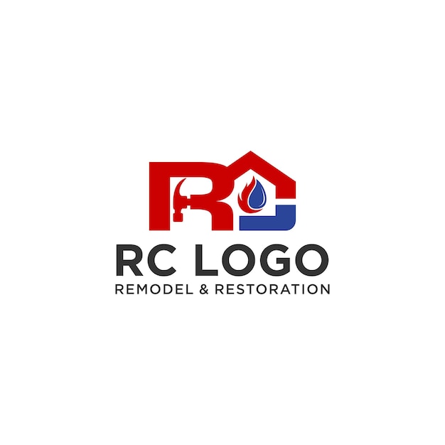 Lettera rc rimodellamento e restauro logo design vettore