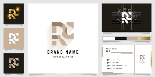 Letter RC or RNC monogram logo with business card design