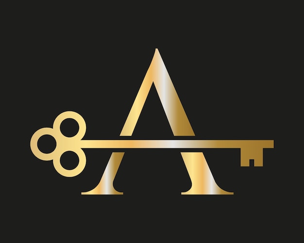 Letter A Real Estate Logo Concept With Home Lock Key Vector Template Luxury Home Logo Key Sign