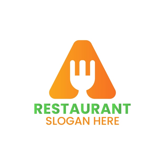 Logo del ristorante della lettera a combinato con il modello vettoriale dell'icona della forcella