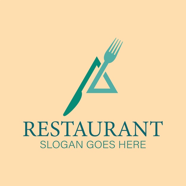 Логотип ресторана Letter A с вилочным ножом