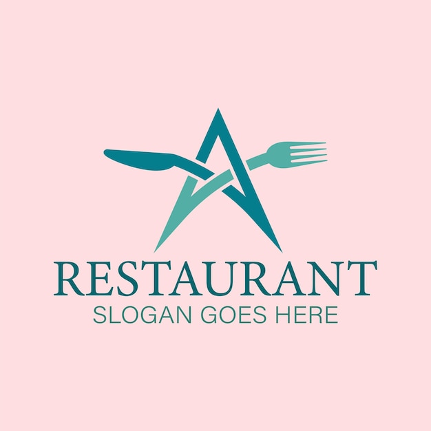 Vector letter a restaurant logo with fork knife