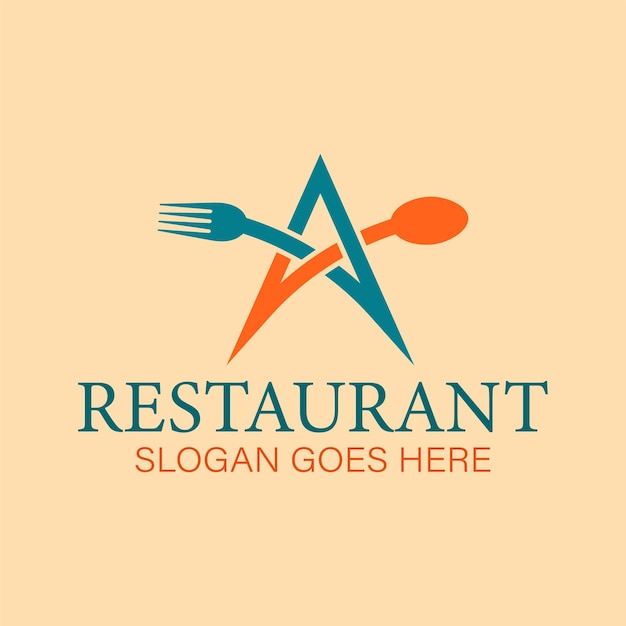 Vector letter a restaurant logo with fork spoon