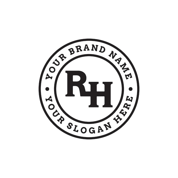письмо rh вензель логотип шаблон