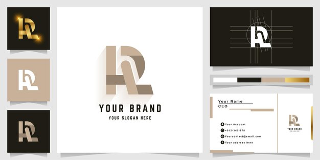 Letter RL or AR monogram logo with business card design