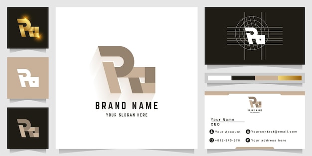 Letter Ro or Po monogram logo with business card design