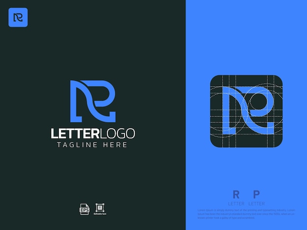 Letter RP monogram initial logo geometric modern gradient grid logo