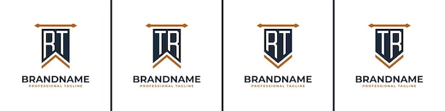 Letter RT and TR Pennant Flag Logo Set Represent Victory Suitable for any business with RT or TR initials