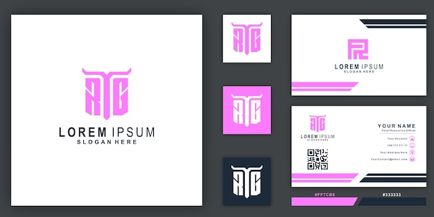 Letter rtg or ryg shield logo with business card design