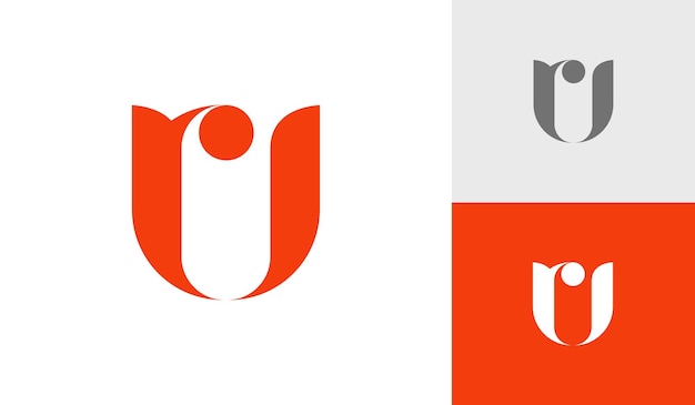 ベクトル 幸せな人間のロゴ デザインの文字 ru または ur の最初のモノグラム