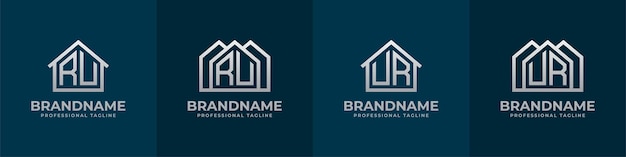 Letter RU and UR Home Logo Set Suitable for any business related to house real estate construction interior with RU or UR initials