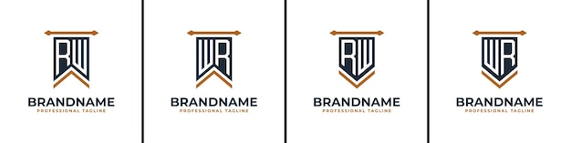 Letter RW and WR Pennant Flag Logo Set Represent Victory Suitable for any business with RW or WR initials