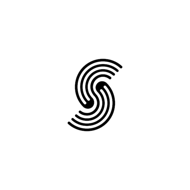 Letter S Alfabet Logo Wave Line Vortex Illustratie Geschikt voor TShirt Grafisch Zwart en Wit