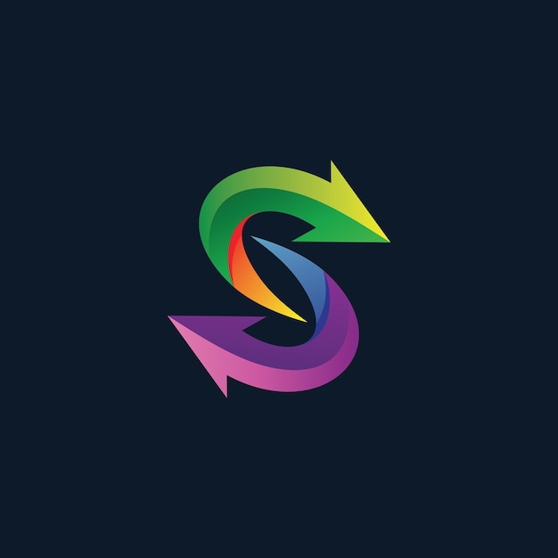 Letter s and arrows logo