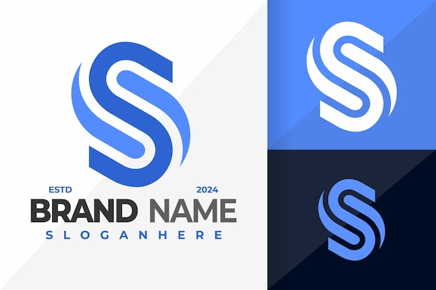 letter s blue waves logo design vector symbol icon illustration