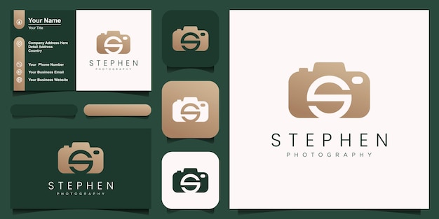 文字Sカメラのロゴ。文字Sアイコンベクトルテンプレートとカメラの写真のロゴ