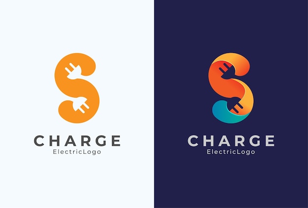 Letter S Electric Plug Logo, Letter S and Plug combination with two colour style