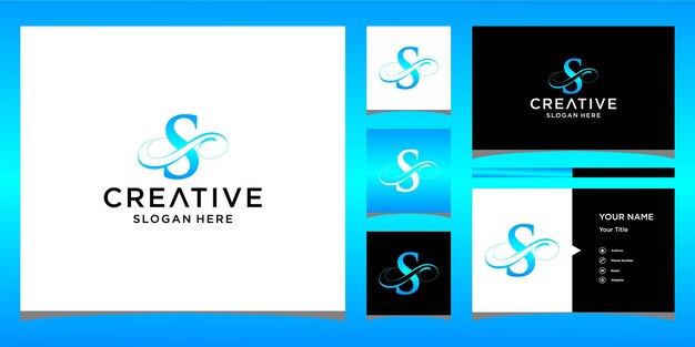 Letter s elegant logo design with business card design