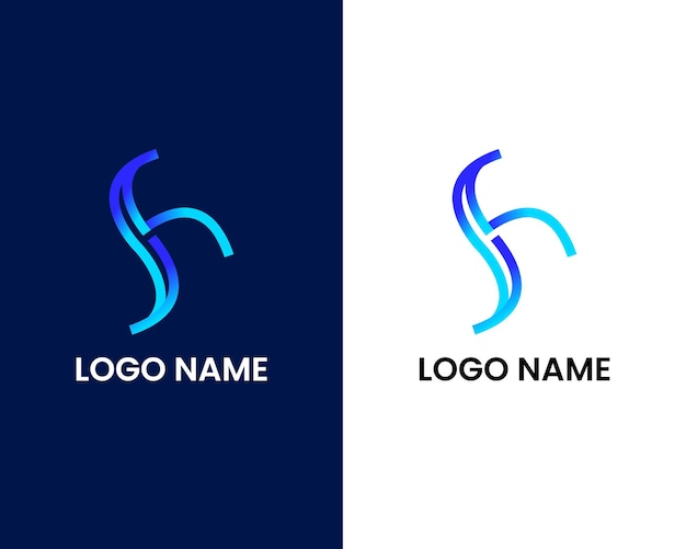 letter s and h modern logo design template