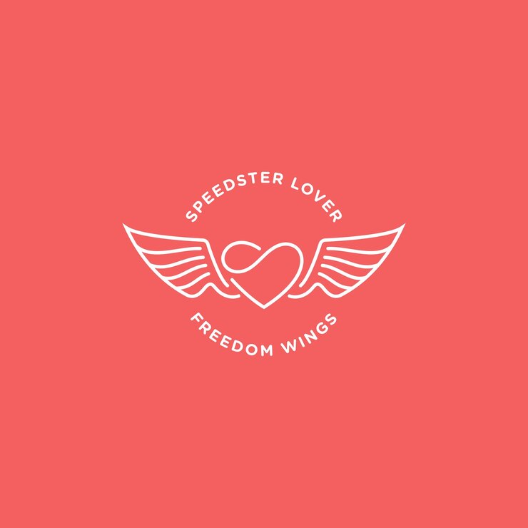 Vector 날개 라인 아트 개요 로고 디자인 벡터 일러스트와 함께 문자 s 심장 모양
