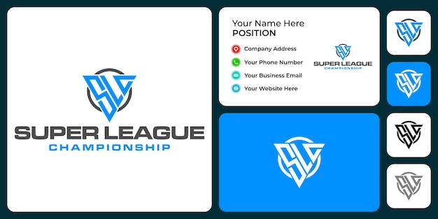 Letter S L C monogram league logo design with business card template