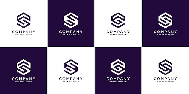 회사 또는 사람에 대 한 기하학적 개념을 가진 편지 S 로고 컬렉션 Premium Vector