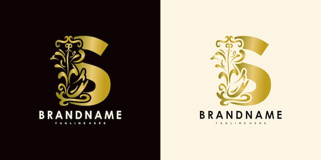 Letter s logo design with creative icon gold water premium vector