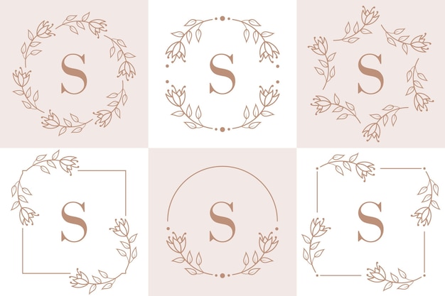 Letter s logo design with orchid leaf element