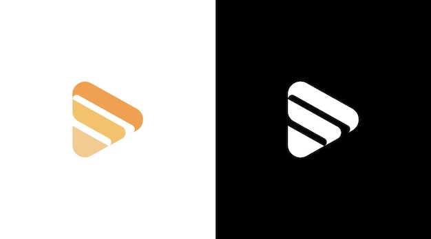 Letter s-logo en afspeelknop monogram vector pictogramstijl ontwerpsjabloon