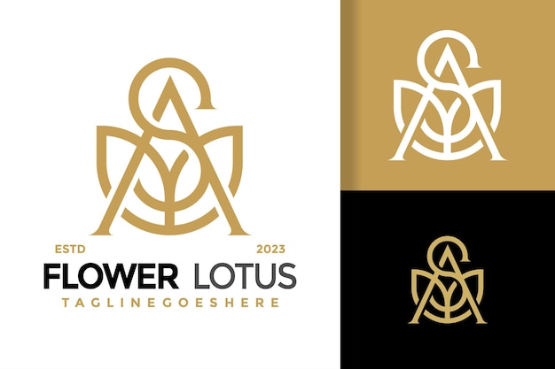 Letter A and S lotus flower logo design vector symbol icon illustration
