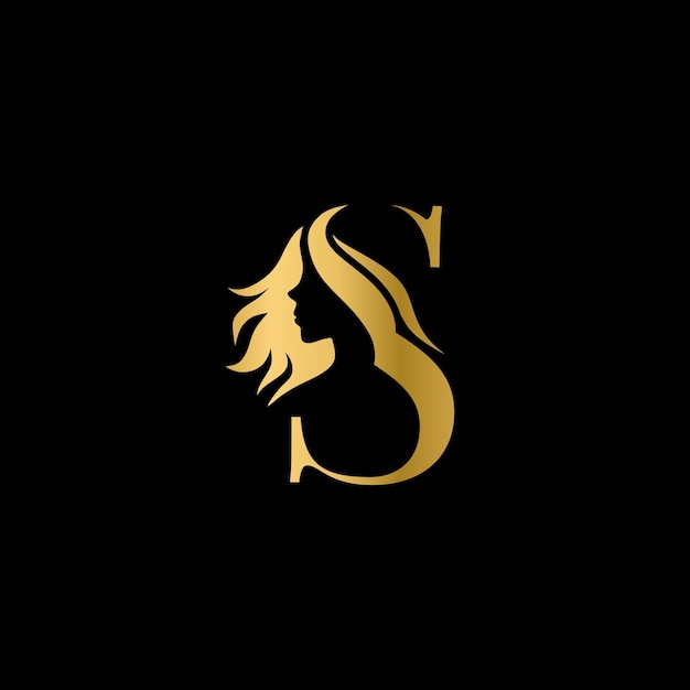 Letter S luxe schoonheid logo Letter S met vrouwen schoonheid logo sjabloon