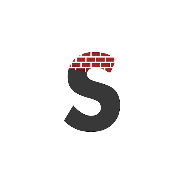 Letter S met Brick Wall logo vector design bouwbedrijf Creative Initial letter and wall logo