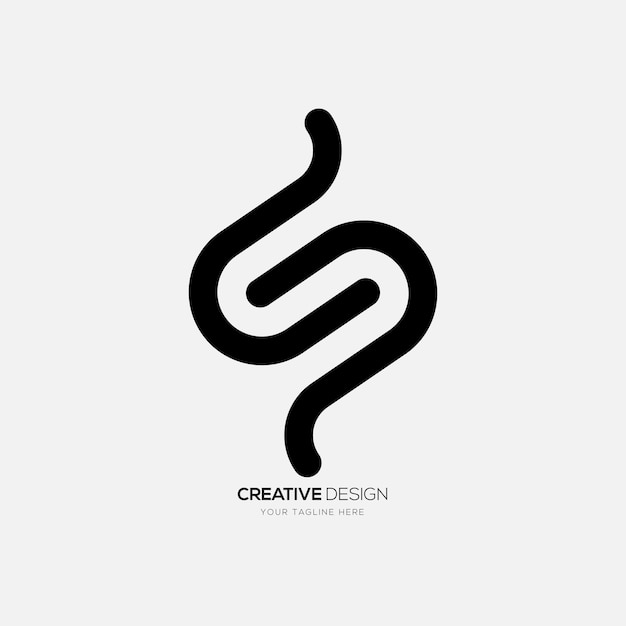 文字 S モダンなライン アート スタイリッシュな創造的なタイポグラフィー モノグラム ロゴ デザイン
