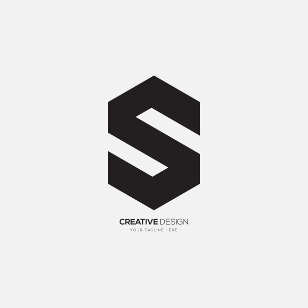 Letter S modern zwart zeshoekig creatief logo