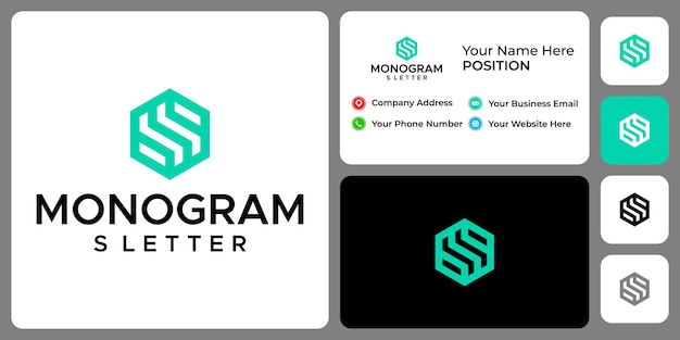 Letter s monogram business logo design with business card template