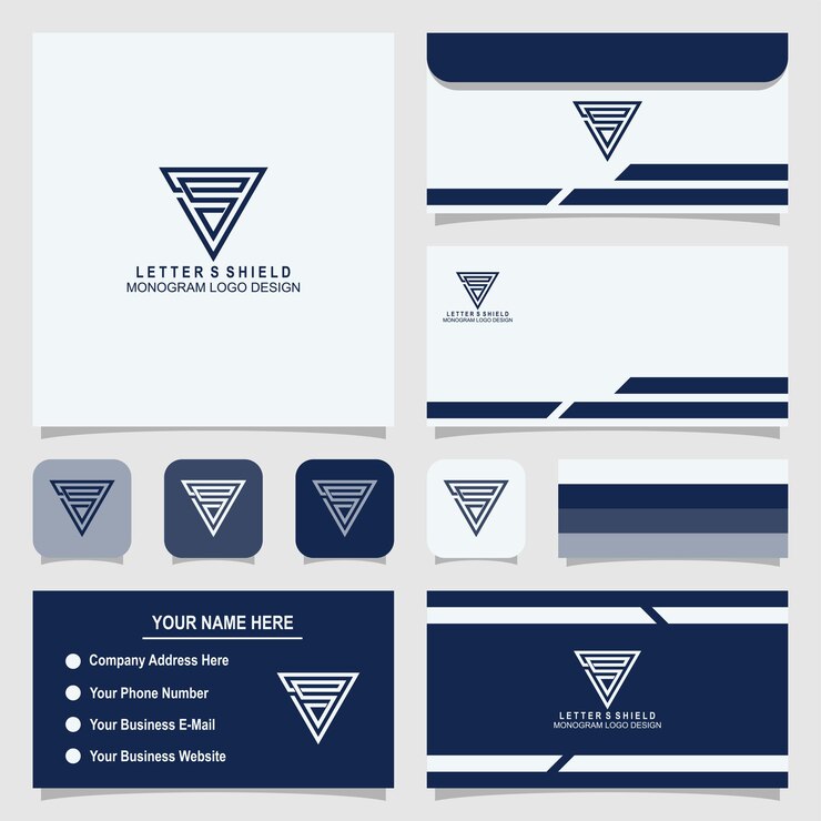 Vector letter s monogram logo design with business card and envelope template