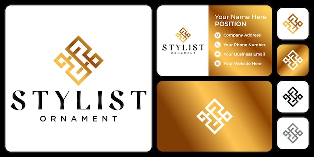 Letter s monogram luxury shape logo design with business card template