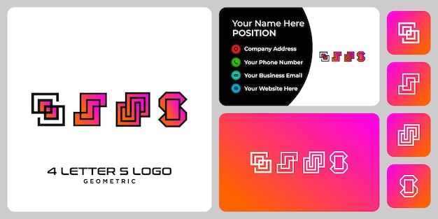 Letter S monogram technology logo design with business card template