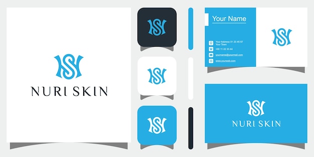 Буква sn sn ns дизайн логотипа простой вектор элегантный Premium векторы