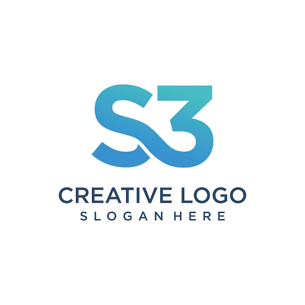 Vector letter s and number 3 logo design template vector graphic