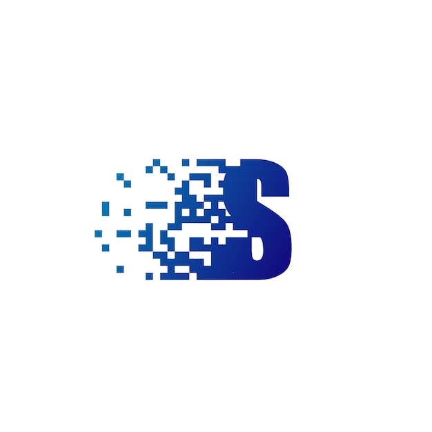 Letter S Pixel-logo, snel bewegend S-logo