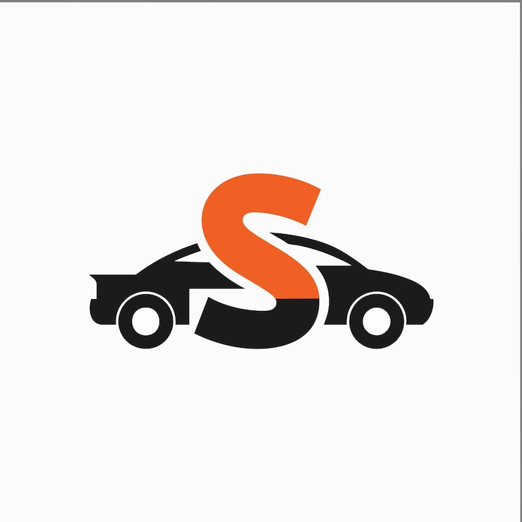Vector letter s professioneel met auto- of voertuigvervoer