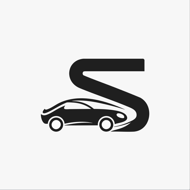 Vector letter s professioneel met auto- of voertuigvervoer