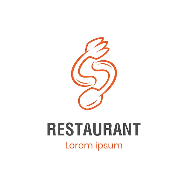 Letter s restaurant food icon with spoon and fork logo tableware logo fast food restaurant logo catering icon design