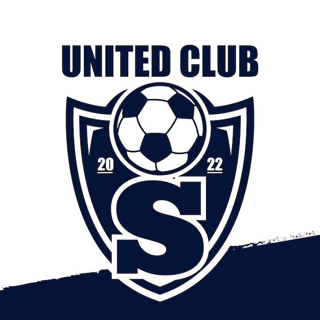 文字 S サッカー チームのロゴ デザイン テンプレート サッカー チームまたはクラブ シールド付きサッカー ロゴ