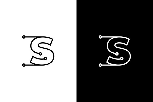 文字 S ハイテク文字デザイン技術抽象的なドット接続クロス ベクトルのロゴ アイコン円